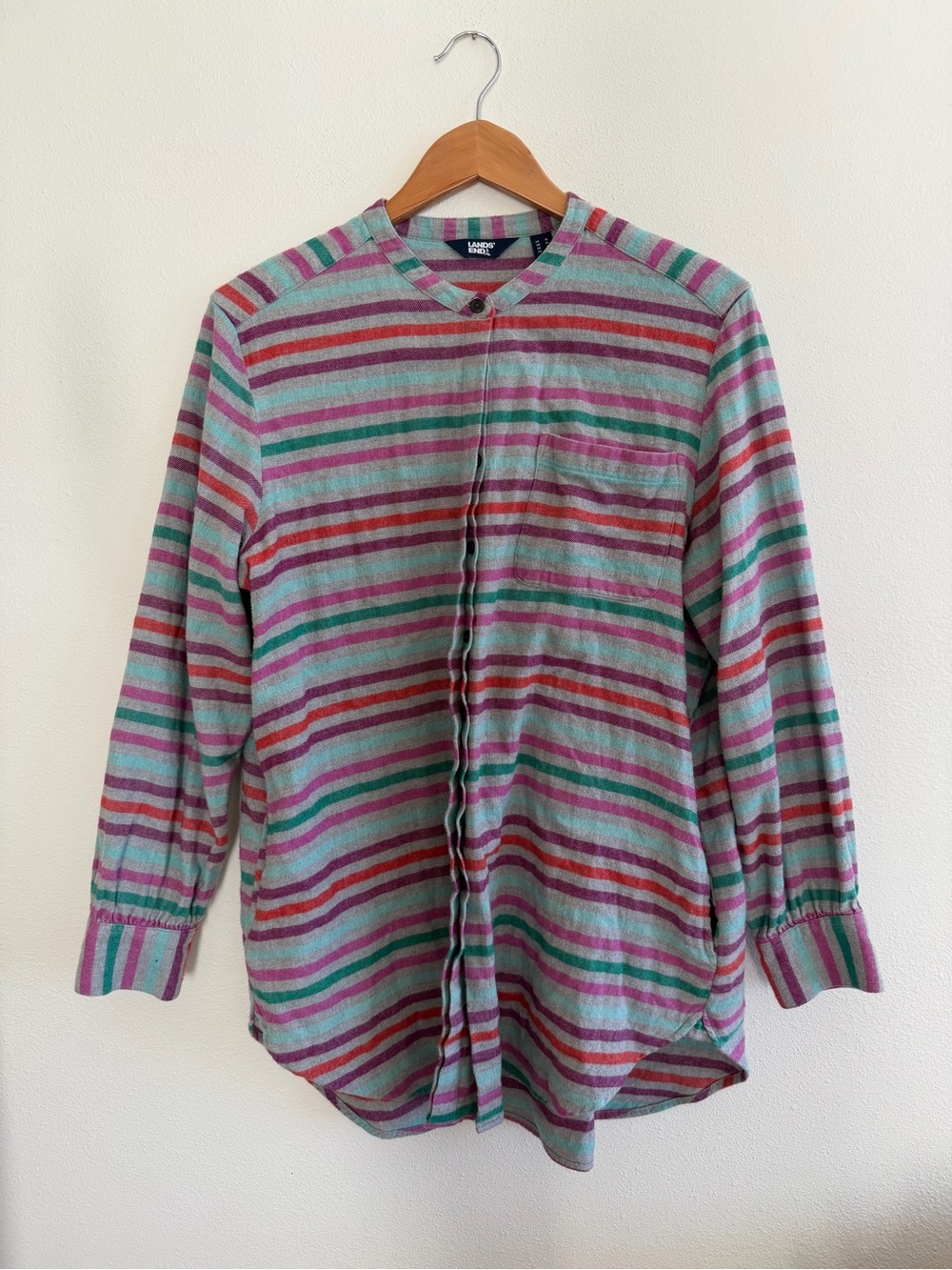 Women’s Lands End Striped Cotton Button Up